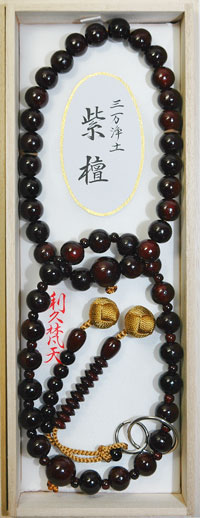 浄土宗数珠　本水晶　紫檀　利休梵天